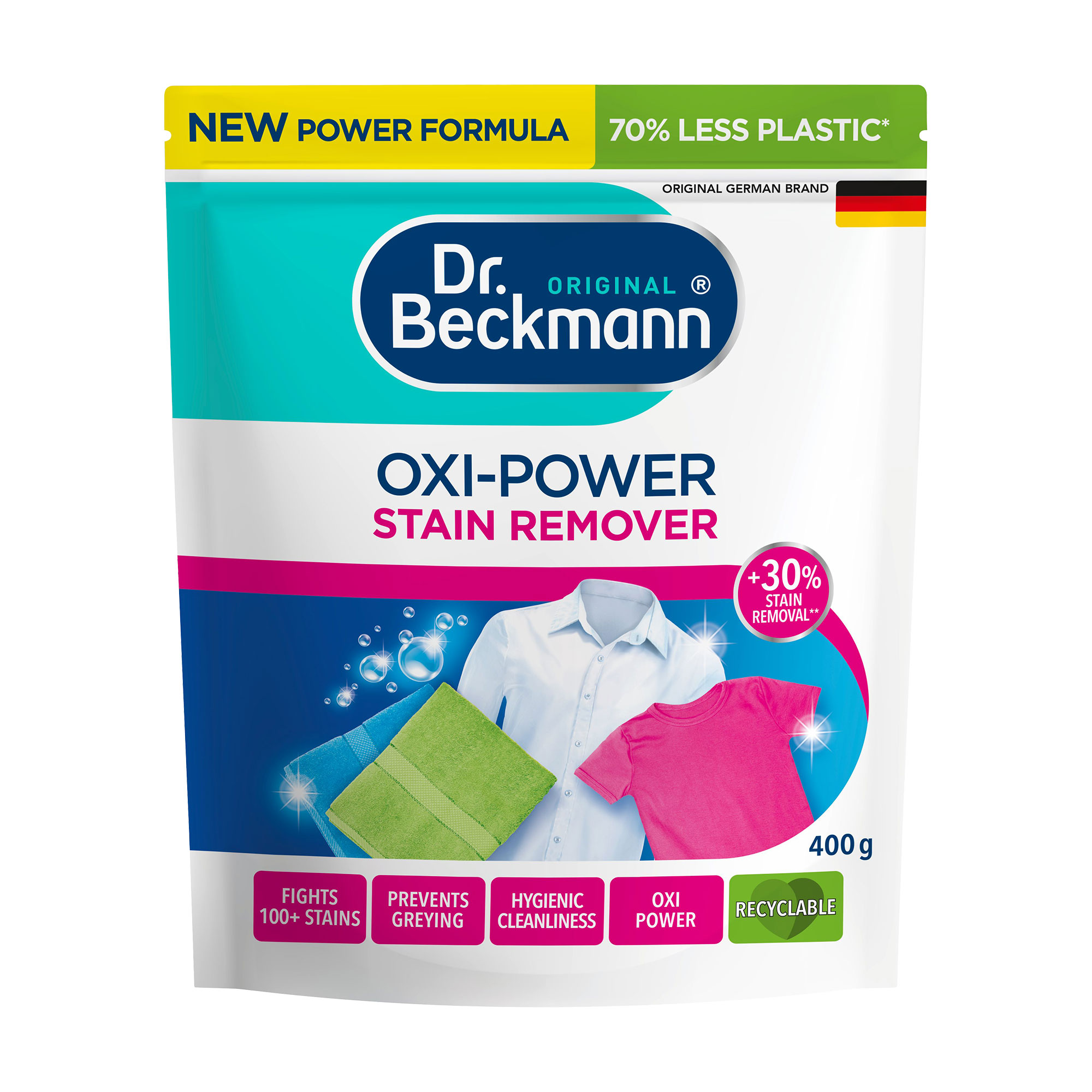 Кисневий плямовивідник Dr. Beckmann Oxi-Power Stain Remover для стійких забруднень та плям, 400 г